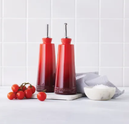 Conjunto Galheteiro Óleo e Vinagre de Cerâmica Vermelho - Le Creuset