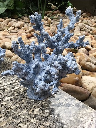 Escultura coral em resina Azul M
