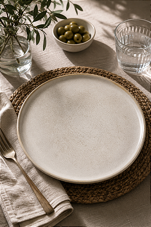 Conjunto com 6 Pratos Rasos Bio Latte Ø 29 cm Porto Brasil em Cerâmica Stoneware | Casa de Lila