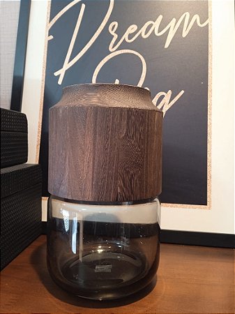 Vaso de vidro 24x x10x 10 cm- Cinza