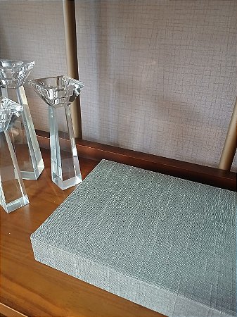 Livro-caixa em MDF com revestimento em Linho - Cinza