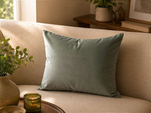 Almofada de Veludo Verde 52 x 52 cm – Sofisticação e Conforto na Decoração | Casa de Lila