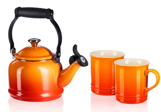 Kit Chaleira Demi com 2 canecas Seattle Laranja- Le Creuset