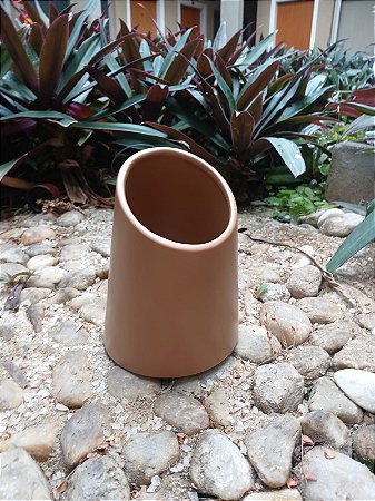 Vaso Ceramica Mocha Mousse Acabamento Fosco -13,5 x 15