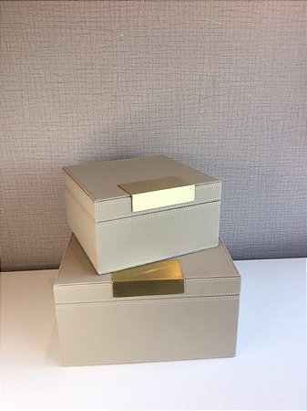 Conjunto de caixas organizadoras em MDF com Revestimento em PU - Quadrada