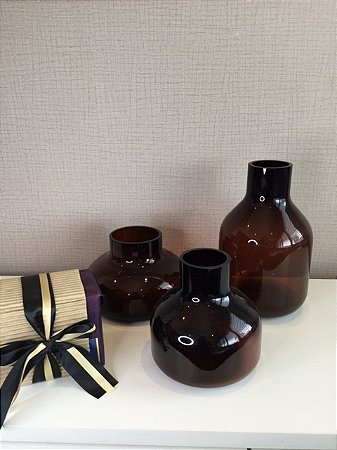 Kit De Vasos Em Vidro Ambar – 03 PÇS