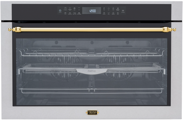 Forno Tecno Vintage 90 cm, Elétrico, 138 Litros, 15 Funções, Convecção Dupla, Air Fry, Puxador em Latão Polido 220V– Casa de Lila