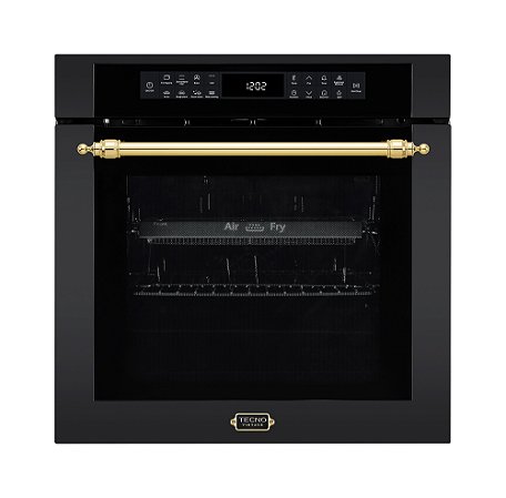 Forno elétrico Tecno Vintage na cor preto fosco, com AirFry, grill infravermelho, de embutir com 60 cm, 73 litros, 15 funções- 220 V