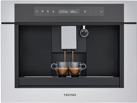 Cafeteira de Embutir Tecno Original em aço inox escovado, 60 cm, preparo automático de 4 tipos de café, água quente, jarra térmica para leite, 220V – Casa de Lila