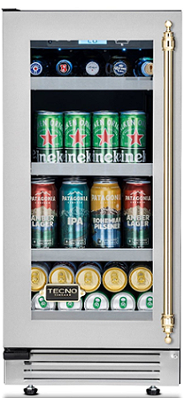 Cervejeira Tecno Vintage 38 cm, de piso e embutir, 80 litros, abertura à esquerda, puxador em latão, 220V – Casa de Lila