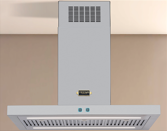 Coifa Tecno Professional Teblino 91 cm, de ilha, 1.000 m³/h, painel por toque, barra de LED, baixo ruído de 36 dB a 56 dB, 127V - Casa de Lila