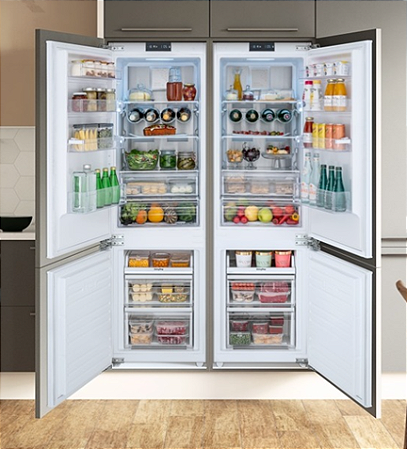 Refrigerador para revestir de embutir DUOTR26 BRDB, bottom freezer, 466 litros, portas reversíveis para revestir, compressor inverter, TECNO Original - 220V