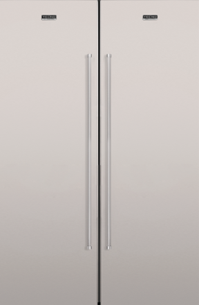Refrigerador de embutir e de piso DUO 660 P, all freezer e all refrigerator, 658 litros, abertura freezer à esquerda e refrigerador à direita, puxadores tubulares em inox, Tecno Professional - 220V