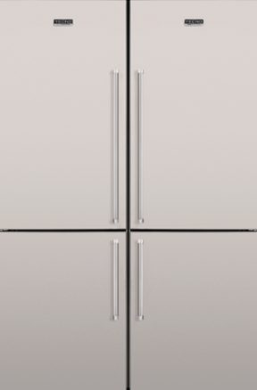 Refrigerador de embutir e de piso, bottom freezers aplicados em par, 648 litros, abertura reversível em ambos os freezers, puxadores em aço inox escovado, Tecno Professional - 220V