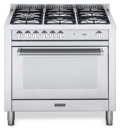 Fogão Tecno Professional 90 cm, 5 Queimadores a Gás e Forno a Gás Ventilado com Grill Infravermelho - Casa de Lila