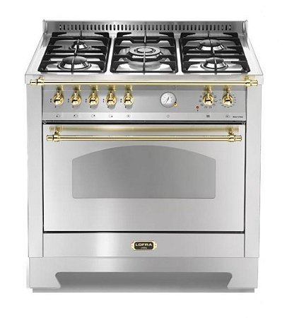 Fogão a gás Dolce Vita Inox, 5 queimadores, 90x60cm, 1 forno, 220V - Lofra