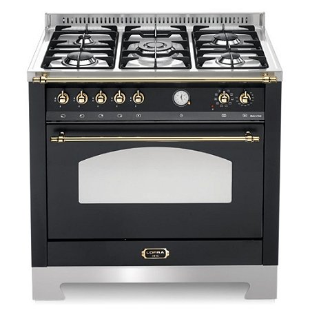 Fogão a gás Dolce Vita Preto Acetinado, 5 queimadores, 90x60cm, 1 forno, 220V - Lofra