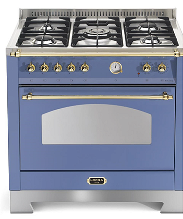 Fogão a gás Dolce Vita lavanda 90 cm, de piso e de embutir, 5 queimadores a gás, forno elétrico com churrasqueira, Vintage, Lofra- 220V