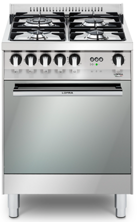 Fogão 60 cm, de piso e de embutir, 4 queimadores a gás, forno á gás com churrasqueira, Lofra- 220V