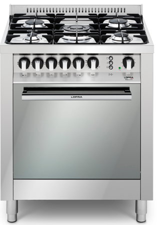 Fogão 70 cm, de piso e de embutir, 5 queimadores a gás, forno a gás com churrasqueira, Lofra- 220V