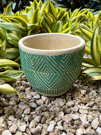 Vaso de Concreto Verde - 14,5 x 14,5 x 12,5 cm