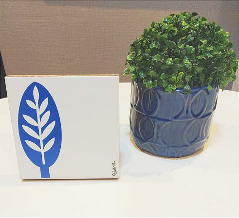 Azulejo Personalizado Artista Elizabeth Titon 15x15 cm - Folha Azul