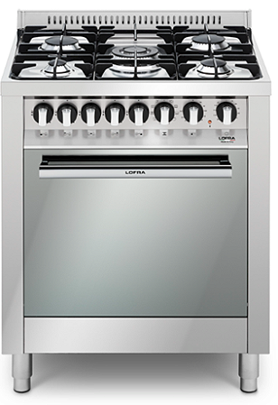 Fogão 70 cm, de piso e de embutir, 5 queimadores a gás, forno elétrico com churrasqueira, Lofra- 220V