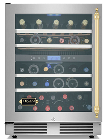 Adega, p/ vinhos e espumantes, abertura p/ esquerda, Dual Zone, 136 litros, 43 garrafas 750 ml Bordeaux, fechadura, 220 V, VINTAGE