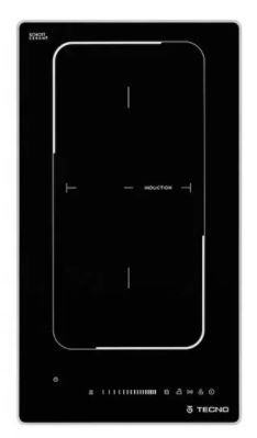 Cooktop de indução, mesa vitrocerâmica preta, 2 zonas de aquecimento com tecnologia bridge 29 cm - Tecno