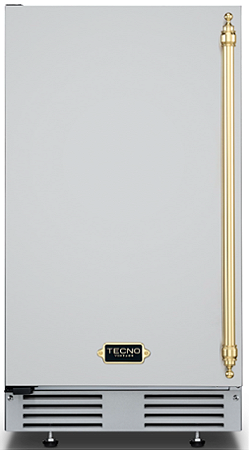 Máquina de Gelo 45 cm, produz 50 Kg/dia, armazena 15 Kg, de piso e de embutir, uso externo ou interno, puxador em inox escovado, Tecno Vintage -220V