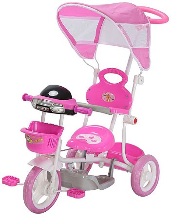 Triciclo Motoca Passeio com Empurrador Pedal e Capota Importway BW003