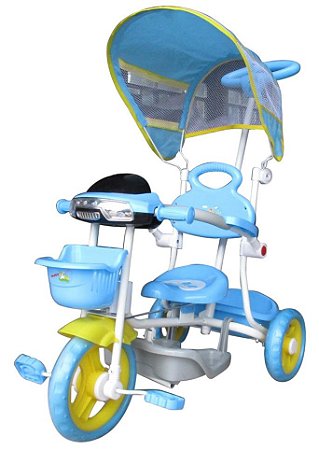 Triciclo Motoca Infantil Passeio com Empurrador Pedal Capota - Sua