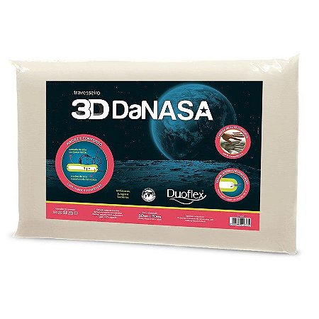 Travesseiro Viscoelástico 3D Da Nasa Capa 100% Algodão 37x57cm Duoflex DT3240