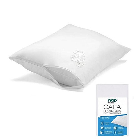 Capa Fronha Protetora para Travesseiro Impermeável com Zíper NAP
