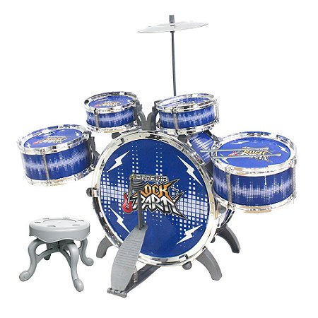 Bateria Musical Infantil Rock Party DM Toys DMT6066 Azul