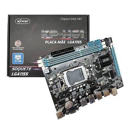 Placa Mãe LGA1155 Intel H61 USB 2.0 Soquete M.2 10/100 Knup KP-H61