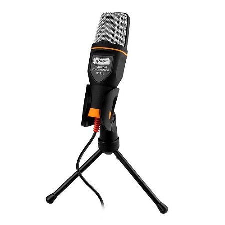 Microfone Condensador Tripe Ajustavel Usb Profissional Knup KP-916