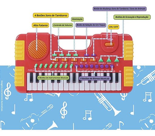 TECLADO PIANO INFANTIL MUSICAL ROCK PARTY DM TOYS