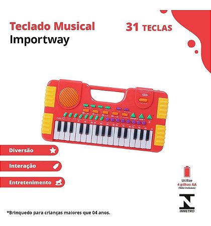 Teclado Piano Infantil Musical Bebê 31 Teclas com Som de Animais Divertido  Crianças Importway BW104 - BEST SALE SHOP