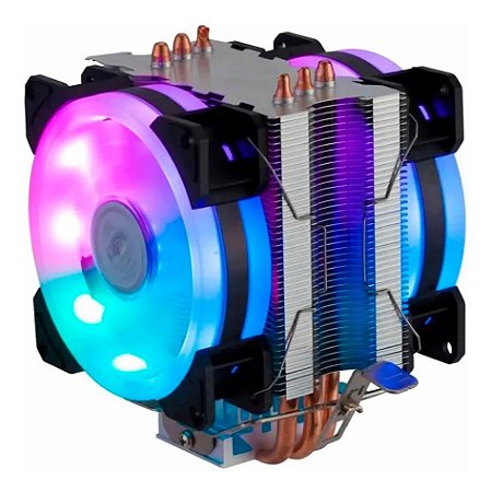 Cooler para Processador Intel e AMD RGB  Duplo Fans Dex DX-9107D