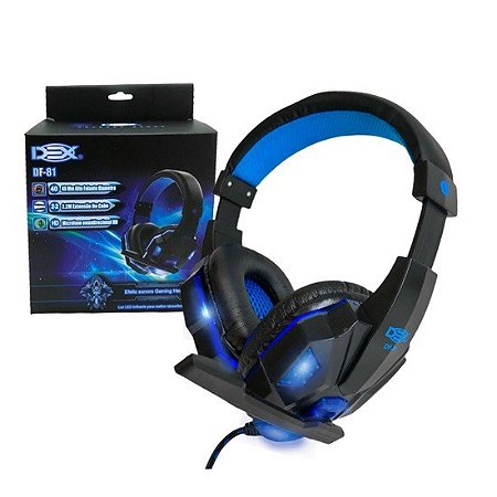 Headset Gamer  P2 Com Led Azul Dex DF-81