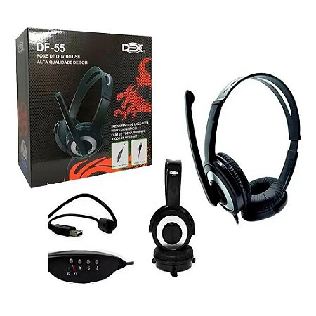 Fone de Ouvido Headphone Headset Gamer Usb 2.0 Com Controle Dex DF-55