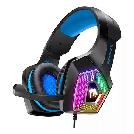 Fones de ouvido LED Pro Gaming com microfone para PC Gamer, cor laranja