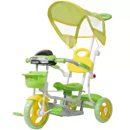 Triciclo Infantil com Empurrador Luz Som Capota Importway BW003 Verde