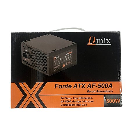 Fuente de poder para PC Dex Fonte alimentação pc desktop atx 500w bivolt  dmix af-500a negra 110V/220V