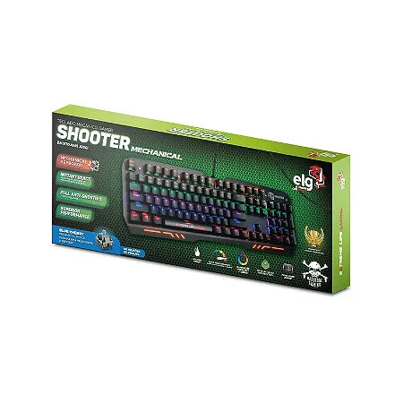 Teclado Gamer Mecânico Shooter LED 7 Cores ELG