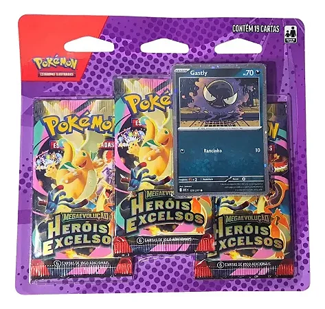 Blister Triplo Pokémon Mega Evolução Heróis Excelsos Gastly