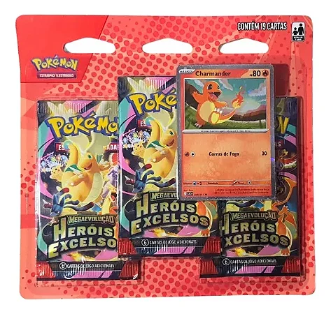 Blister Triplo Pokémon Mega Evolução Heróis Excelsos Charmander
