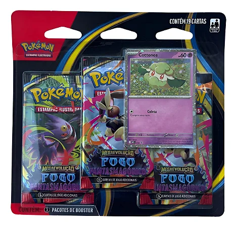 Blister Triplo Pokémon Megaevolução Fogo Fantasmagórico Cottonee