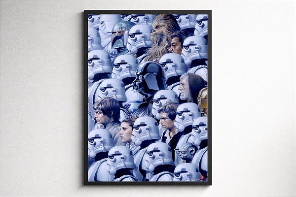 Quadro Star Wars Icons — Poster Clássico Emoldurado Tamanho A3 ( 30 x 42 cm )